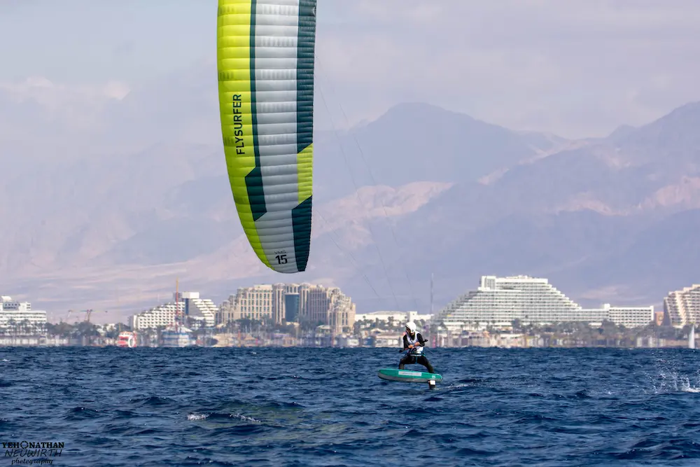 A Formula Kite rider on a foil board